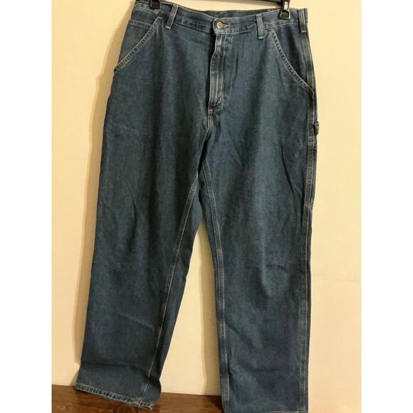 Carhartt Dungaree Fit Carpenter Jeans Denim Blue Mens Tag 36x32 - Picture 1 of 13